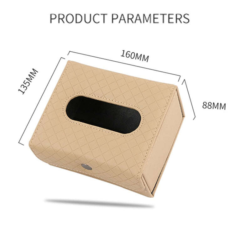 DERANFU Multi-function Car Backseat Hanger Armrest Box Leather Towel Box(Beige)