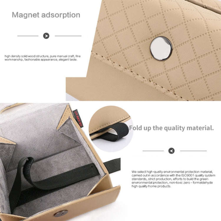 DERANFU Multi-function Car Backseat Hanger Armrest Box Leather Towel Box(Beige)