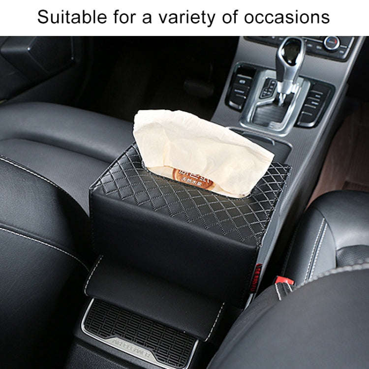 DERANFU Multi-function Car Backseat Hanger Armrest Box Leather Towel Box(Beige)