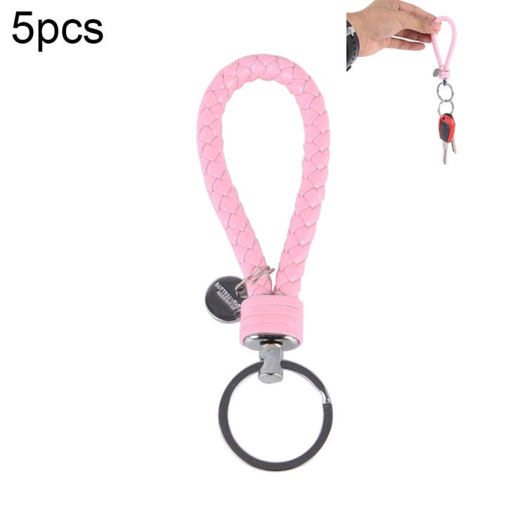 5pcs Car Key Ring Holder With Leather Strip(Pink)