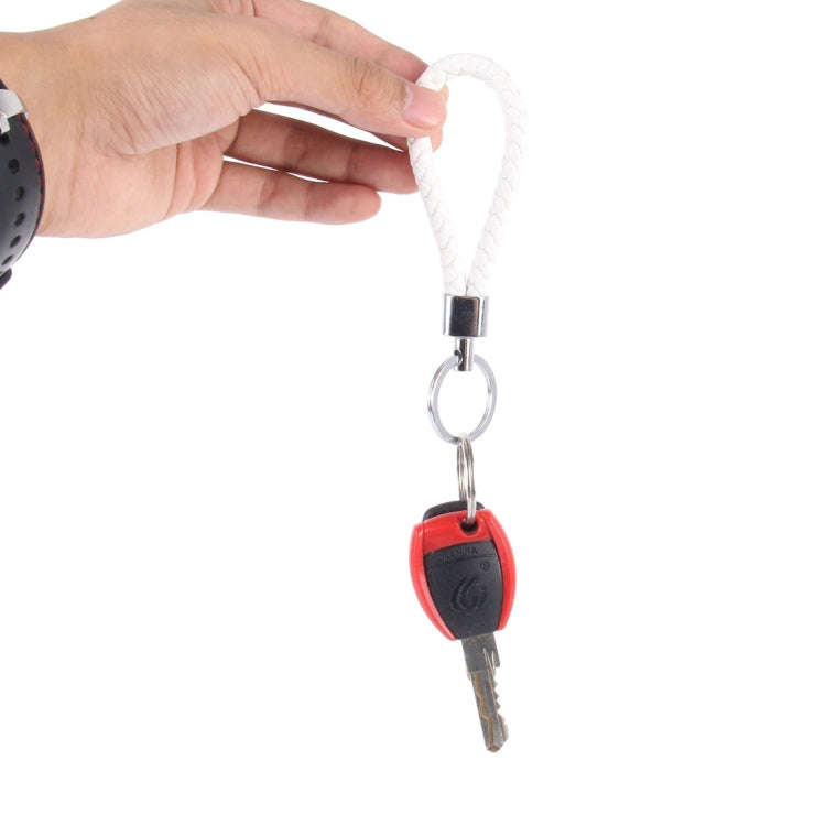 5pcs Car Key Ring Holder With Leather Strip(White)