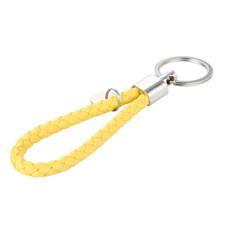 5pcs Car Key Ring Holder With Leather Strip(Yellow)