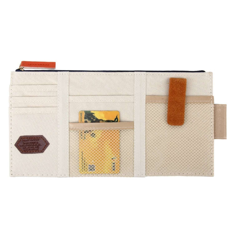 Multi-functional Auto Car Sun Visor Sunglass Holder Card Storage Holder Inner Pouch Bag(Khaki)