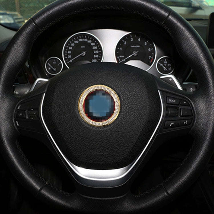Car Aluminum Steering Wheel Decoration Ring with Diamonds For BMW(Gold)