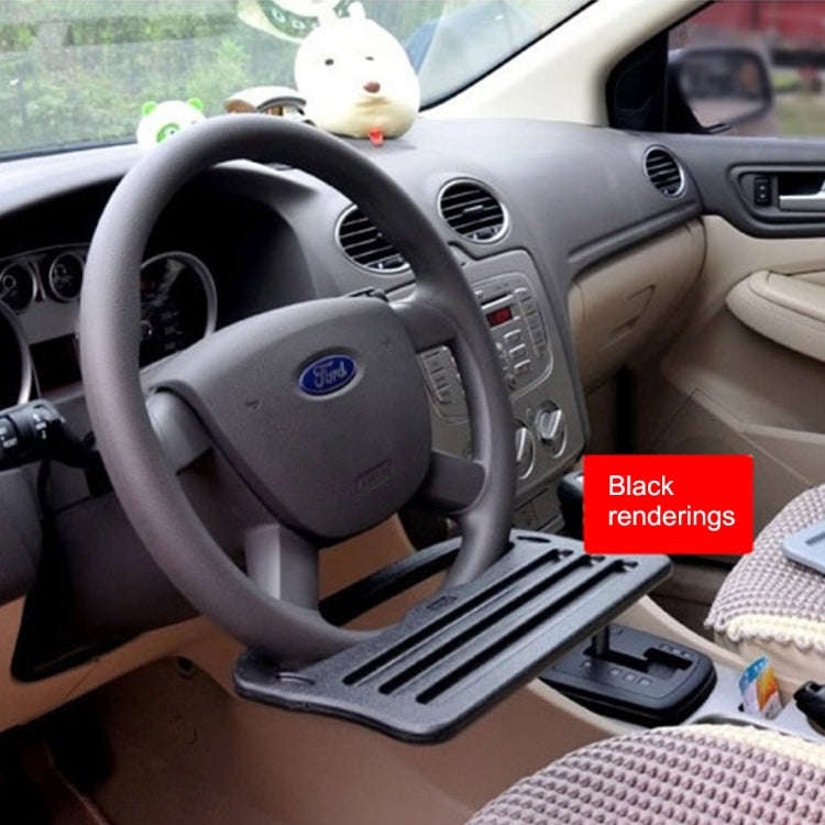 Vehicle Portable Desk Steering Wheel Multi-use Tray Stand Car Food Eating Table iPad Holder(Black)