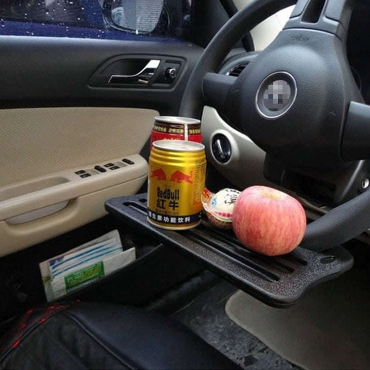 Vehicle Portable Desk Steering Wheel Multi-use Tray Stand Car Food Eating Table iPad Holder(Black)