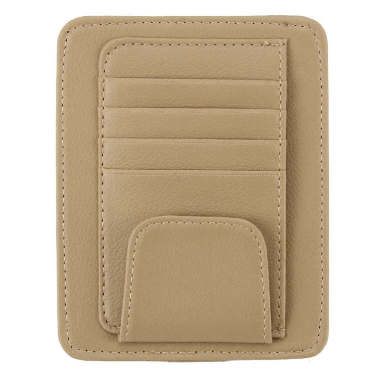 Multi-functional Auto Car Sun Visor Sunglass Holder Card Bill Ticket Storage Holder Pouch Bag(Khaki)