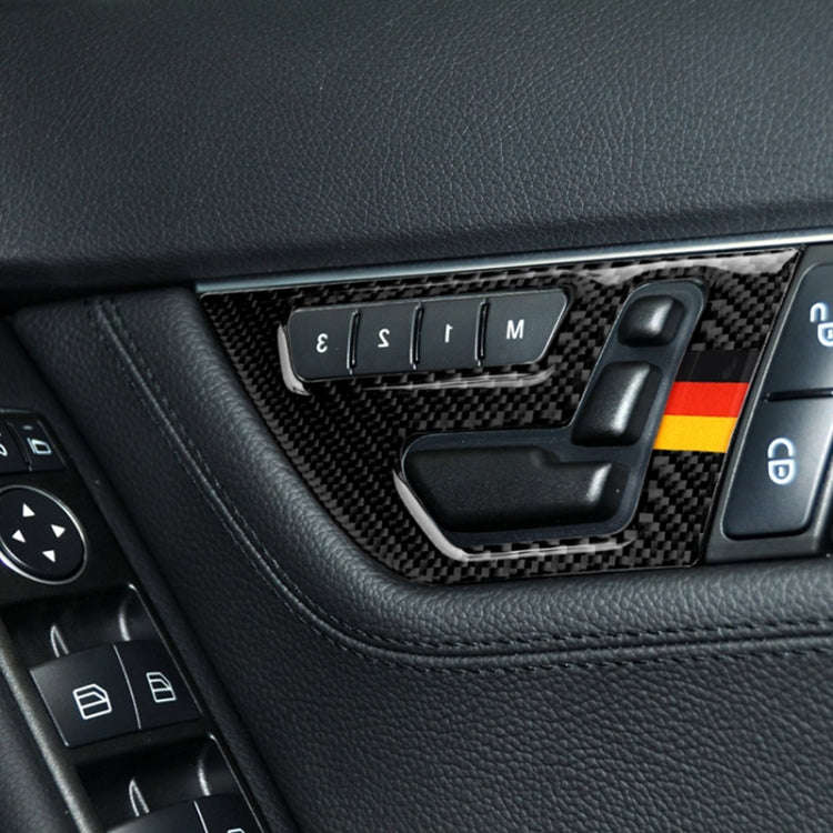 2 PCS German Flag Car Carbon Fiber Right Drive Seat Adjustment Panel Decorative Sticker for Merce...