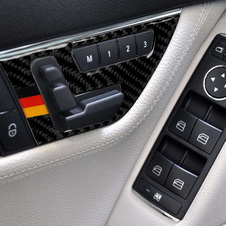 2 PCS German Flag Car Carbon Fiber Seat Adjustment Panel Decorative Sticker for Mercedes-Benz W20...