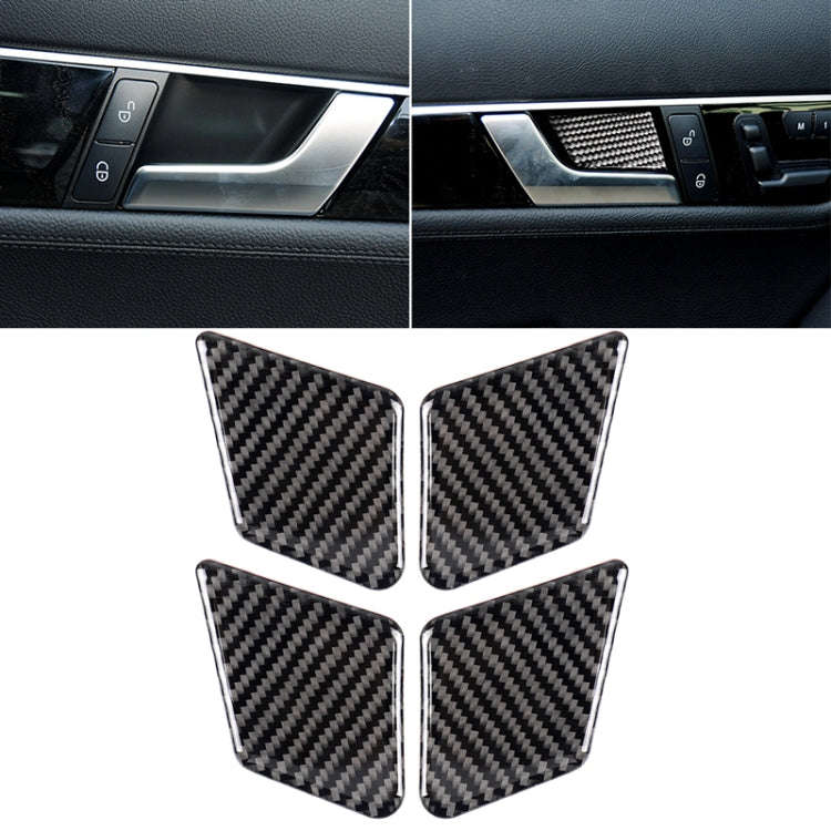 4 PCS Car Solid Color Carbon Fiber Door Inner Handle Wrist Panel Decorative Sticker for Mercedes-...