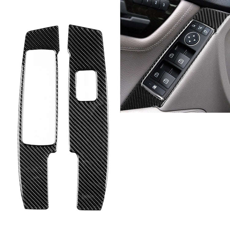 2 PCS Car Carbon Fiber Window Lift Panel Decorative Sticker for Mercedes-Benz W204 C Class 2007-2...