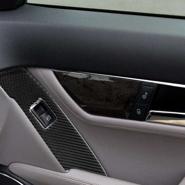 2 PCS Car Carbon Fiber Window Lift Panel Decorative Sticker for Mercedes-Benz W204 C Class 2007-2...
