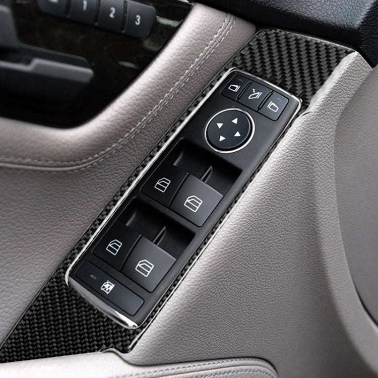 2 PCS Car Carbon Fiber Window Lift Panel Decorative Sticker for Mercedes-Benz W204 C Class 2007-2...