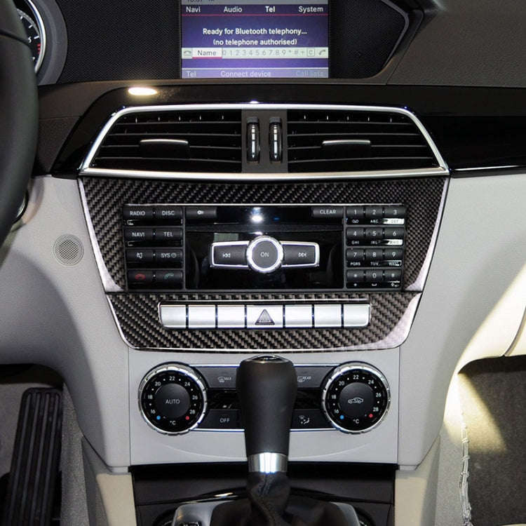 Car Carbon Fiber Central Control CD Panel Decorative Sticker for Mercedes-Benz W204 2011-2013 7-b...