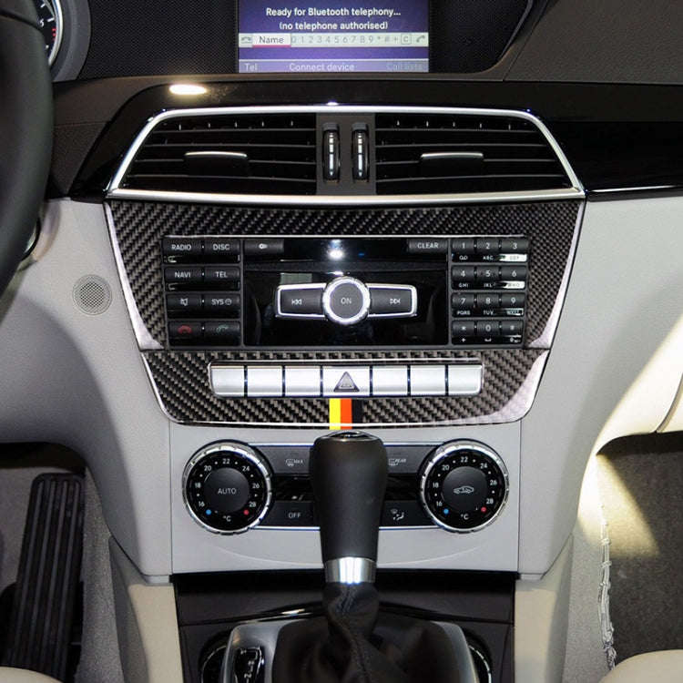 Car German Flag Carbon Fiber Central Control CD Panel Decorative Sticker for Mercedes-Benz W204 2...