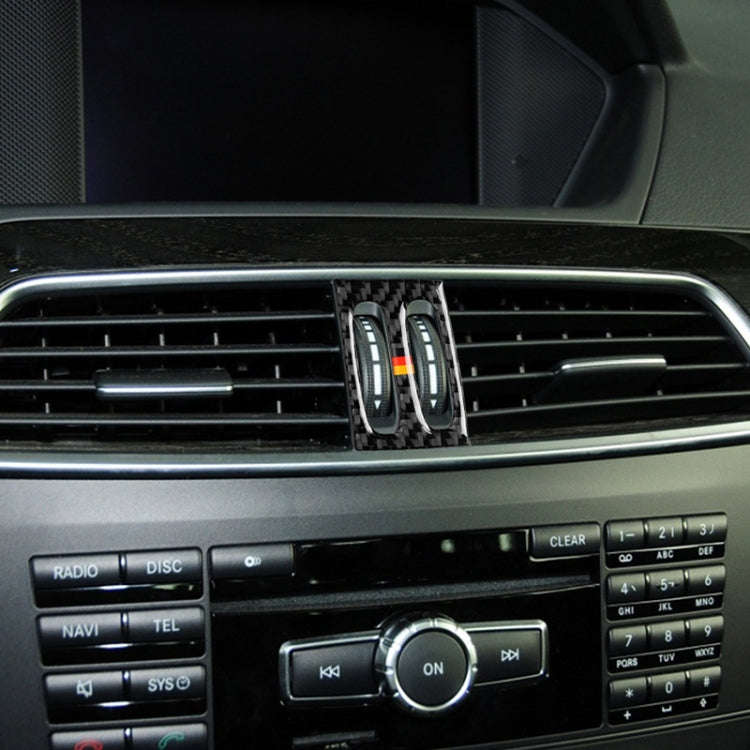 Car German Flag Carbon Fiber Intermediate Air Outlet Panel Decorative Sticker for Mercedes-Benz W...