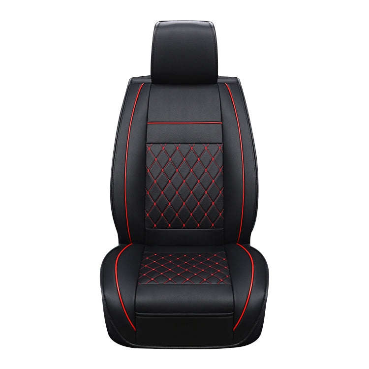 Car Leather Full Coverage Seat Cushion Cover, Standard Version, Only One Seat(Black Red)