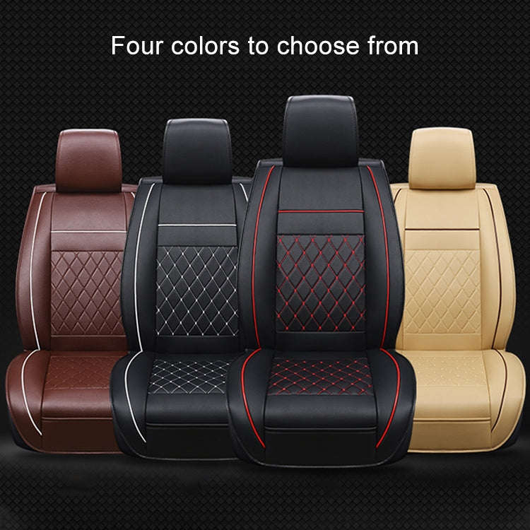 Car Leather Full Coverage Seat Cushion Cover, Standard Version, Only One Seat(Coffee)