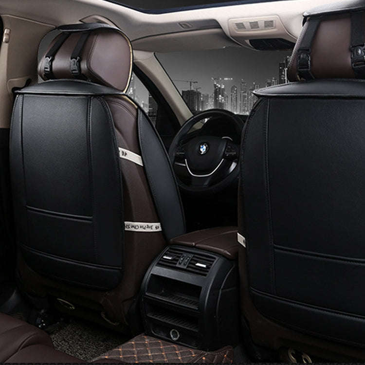 Car Leather Full Coverage Seat Cushion Cover, Luxury Version,Only One Front Seat(Black Red)