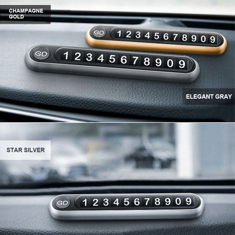 Hidden Number Metal Car Temporary Parking Number Plate Parking Card (Silver)