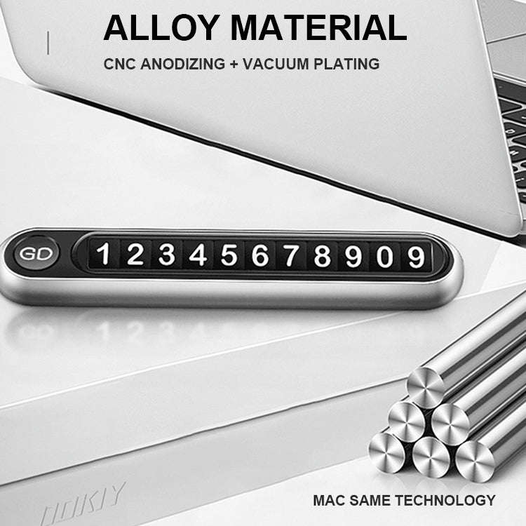 Hidden Number Metal Car Temporary Parking Number Plate Parking Card (Silver)