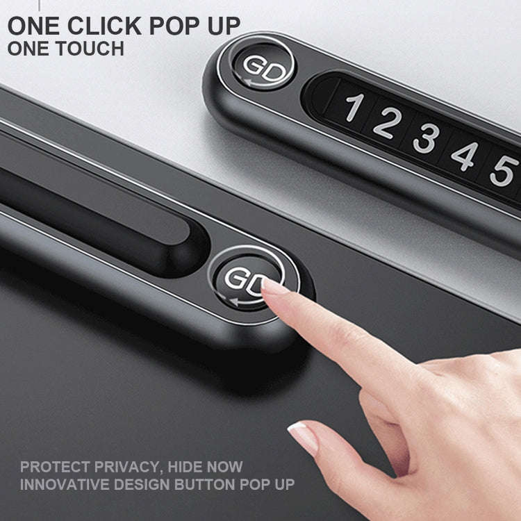 Hidden Number Metal Car Temporary Parking Number Plate Parking Card (Silver)