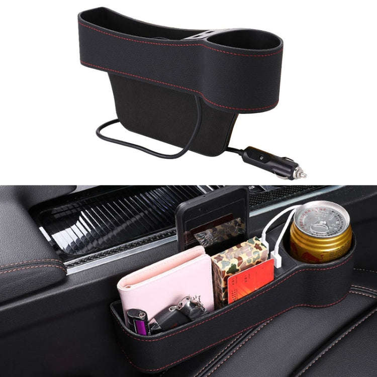 Car Multi-functional Co-pilot Seat Console PU Leather Box Cigarette Lighter Charging Pocket Cup H...