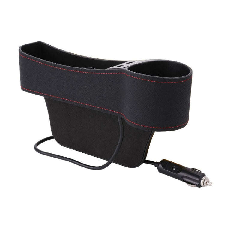 Car Multi-functional Co-pilot Seat Console PU Leather Box Cigarette Lighter Charging Pocket Cup H...