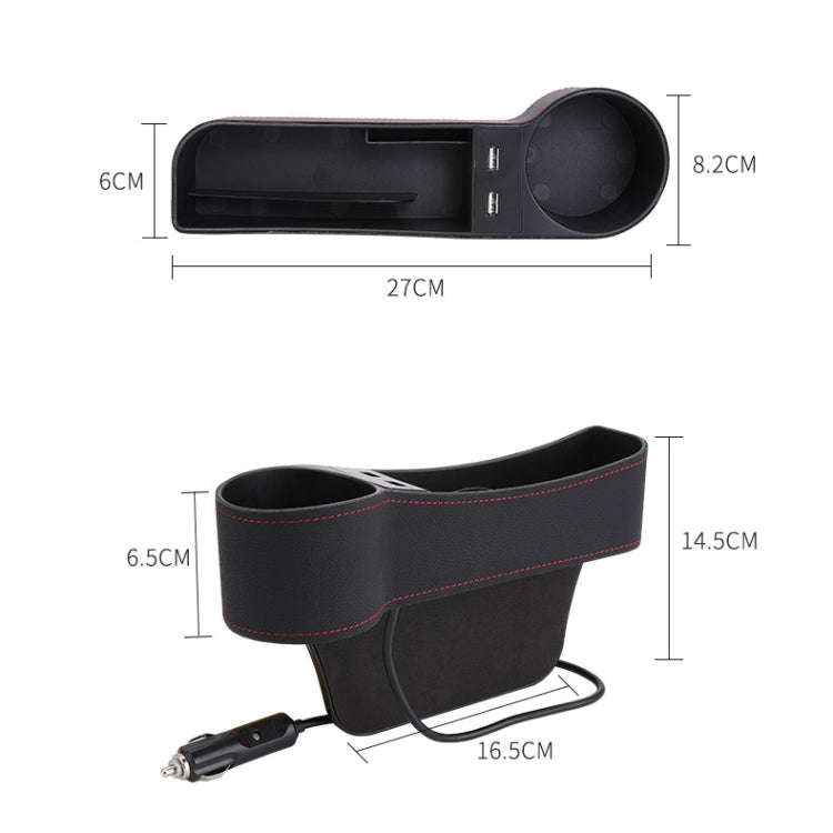 Car Multi-functional Co-pilot Seat Console PU Leather Box Cigarette Lighter Charging Pocket Cup H...