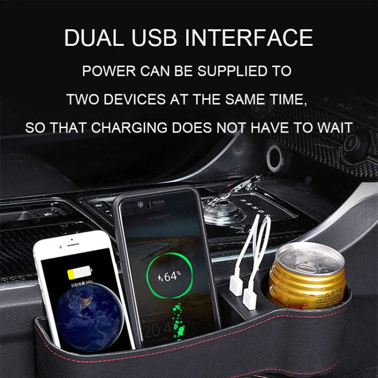 Car Multi-functional Co-pilot Seat Console PU Leather Box Cigarette Lighter Charging Pocket Cup H...