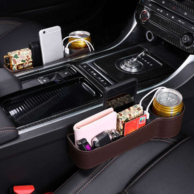 Car Multi-functional Co-pilot Seat Console PU Leather Box Cigarette Lighter Charging Pocket Cup H...
