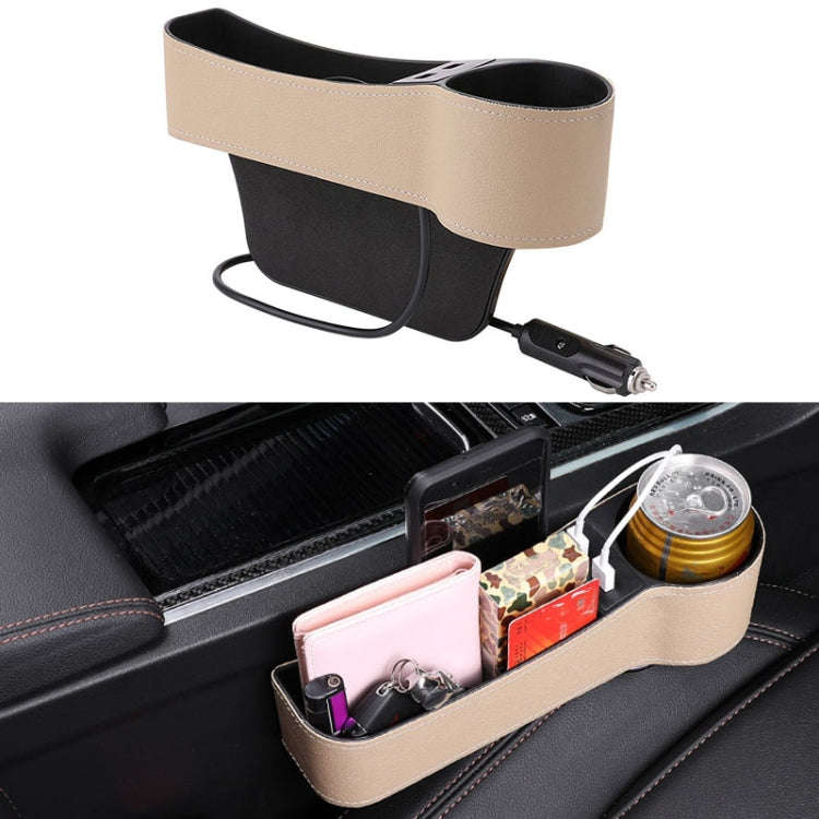 Car Multi-functional Co-pilot Seat Console PU Leather Box Cigarette Lighter Charging Pocket Cup H...