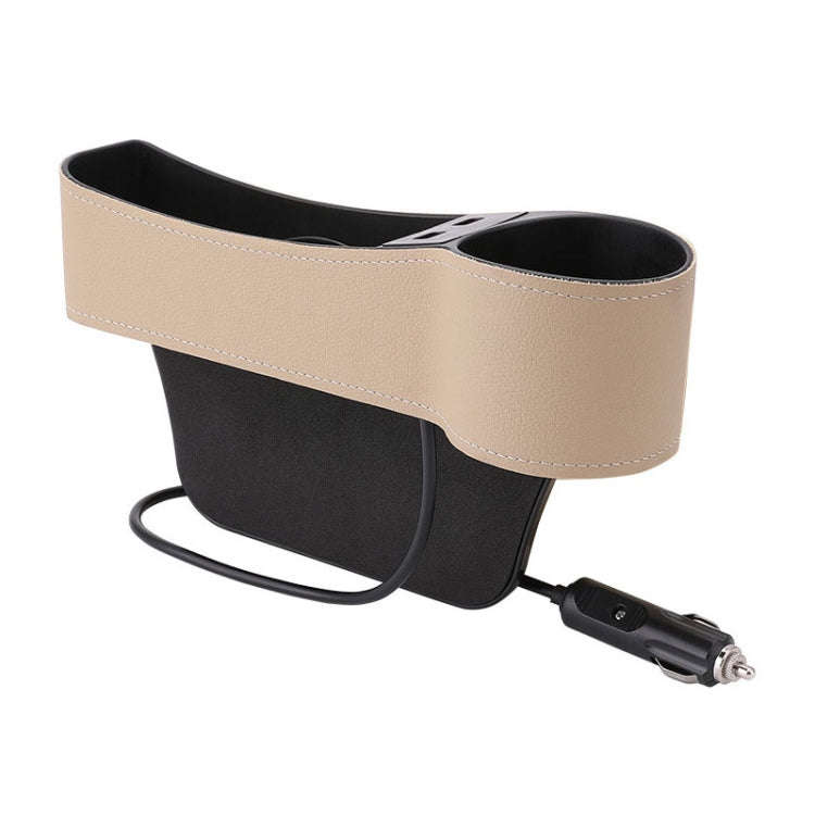 Car Multi-functional Co-pilot Seat Console PU Leather Box Cigarette Lighter Charging Pocket Cup H...