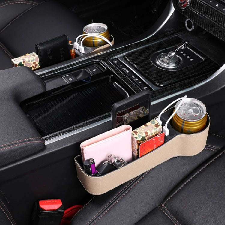 Car Multi-functional Co-pilot Seat Console PU Leather Box Cigarette Lighter Charging Pocket Cup H...