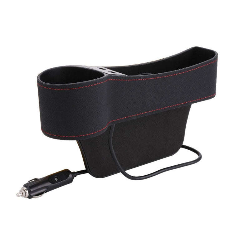 Car Multi-functional Driver Seat Console PU Leather Box Cigarette Lighter Charging Pocket Cup Hol...