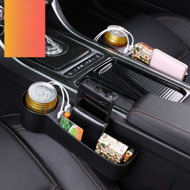 Car Multi-functional Driver Seat Console PU Leather Box Cigarette Lighter Charging Pocket Cup Hol...
