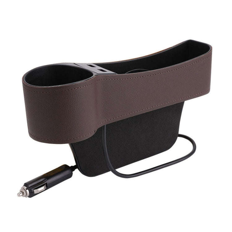 Car Multi-functional Driver Seat Console PU Leather Box Cigarette Lighter Charging Pocket Cup Hol...