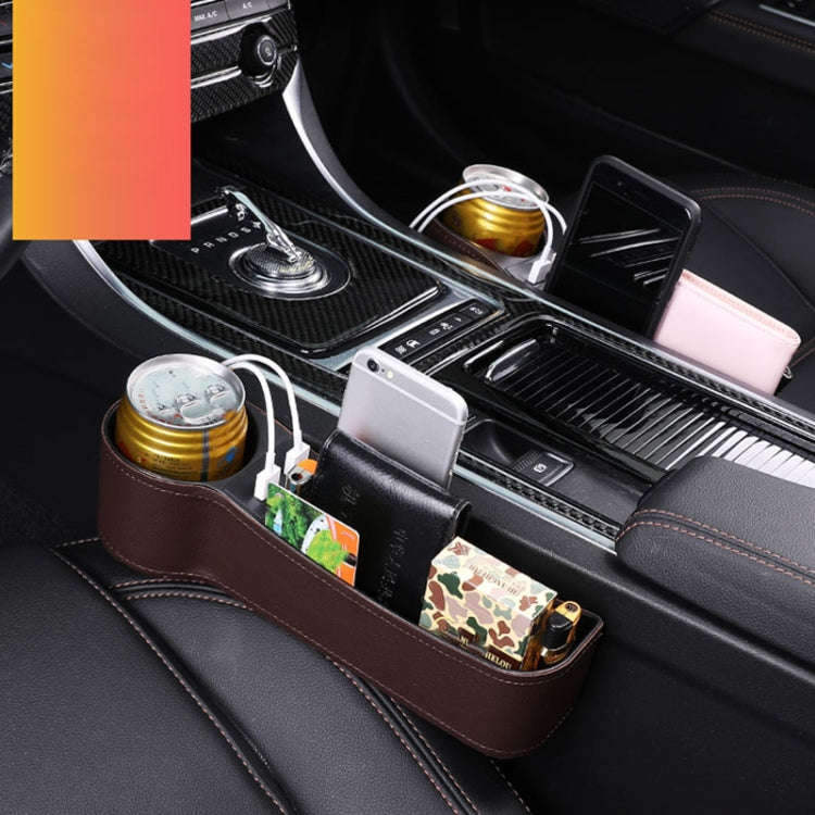 Car Multi-functional Driver Seat Console PU Leather Box Cigarette Lighter Charging Pocket Cup Hol...