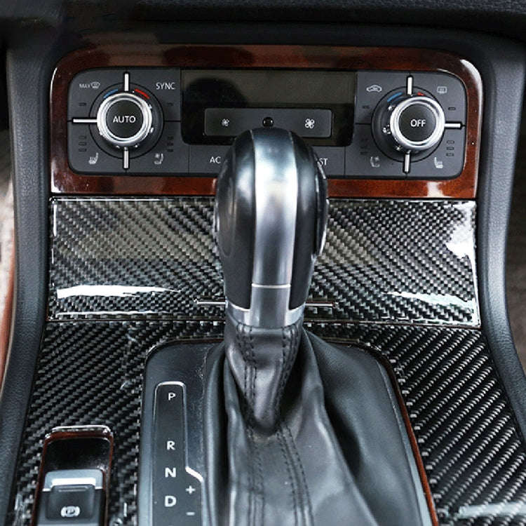 Car Carbon Fiber Cigarette Lighter Panel Frame Decorative Sticker for Volkswagen Touareg 2011-2018
