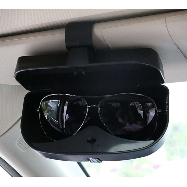 Car Multi-functional Glasses Case Sunglasses Box with Card Slot, Flat Style (Black)