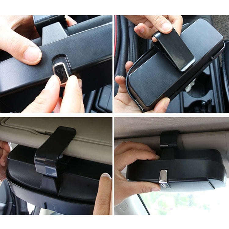 Car Multi-functional Glasses Case Sunglasses Box with Card Slot, Flat Style (Black)