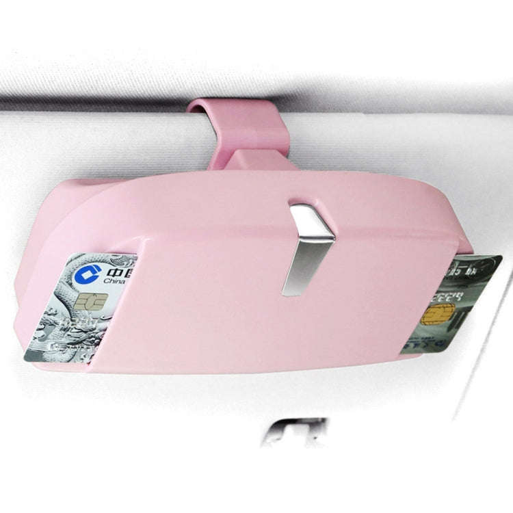 Car Multi-functional Glasses Case Sunglasses Box with Card Slot, Flat Style (Pink)
