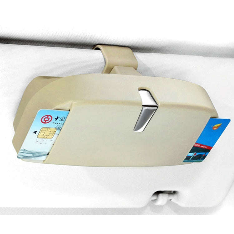 Car Multi-functional Glasses Case Sunglasses Box with Card Slot, Flat Style (Beige)