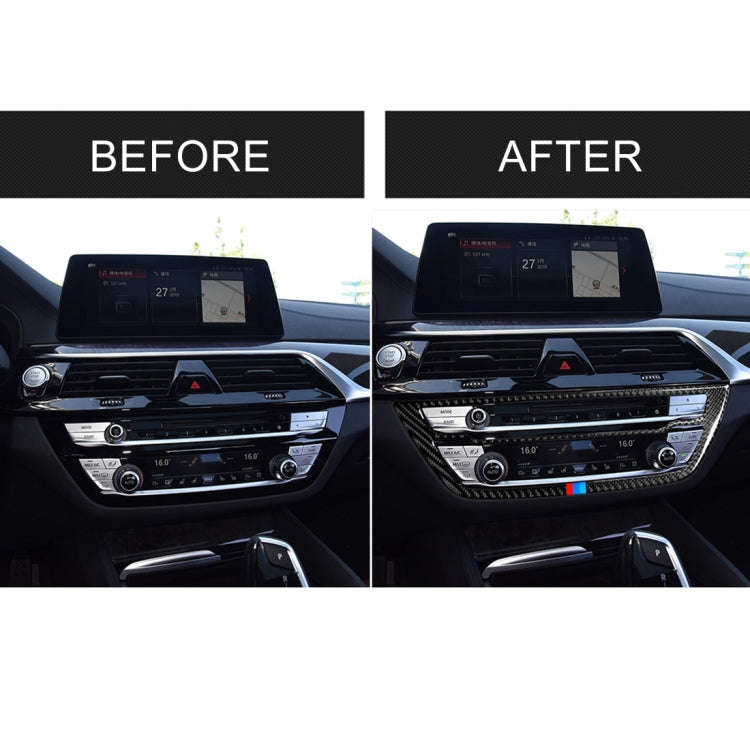 Car Tricolor Carbon Fiber CD Panel Decorative Sticker for BMW 5 Series G38 528Li / 530Li / 540Li ...