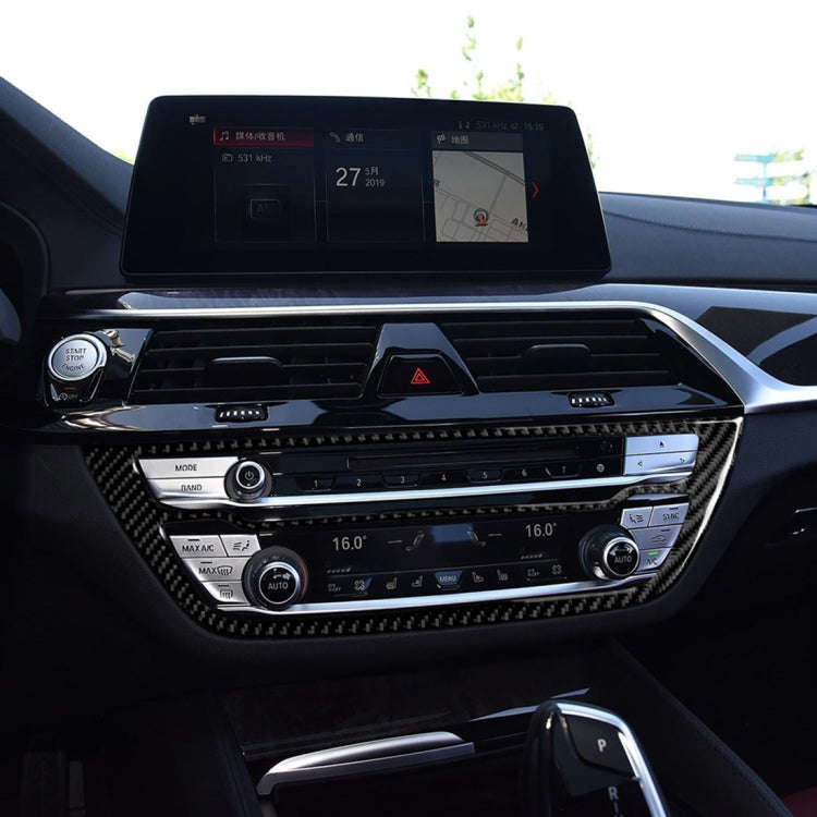 Car Carbon Fiber CD Panel Decorative Sticker for BMW 5 Series G38 528Li / 530Li / 540Li 2018