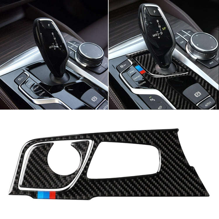 2 in 1 Car Tricolor Carbon Fiber Gear Position Panel Decorative Sticker for BMW 5 Series G38 528L...