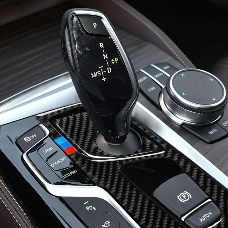 2 in 1 Car Tricolor Carbon Fiber Gear Position Panel Decorative Sticker for BMW 5 Series G38 528L...