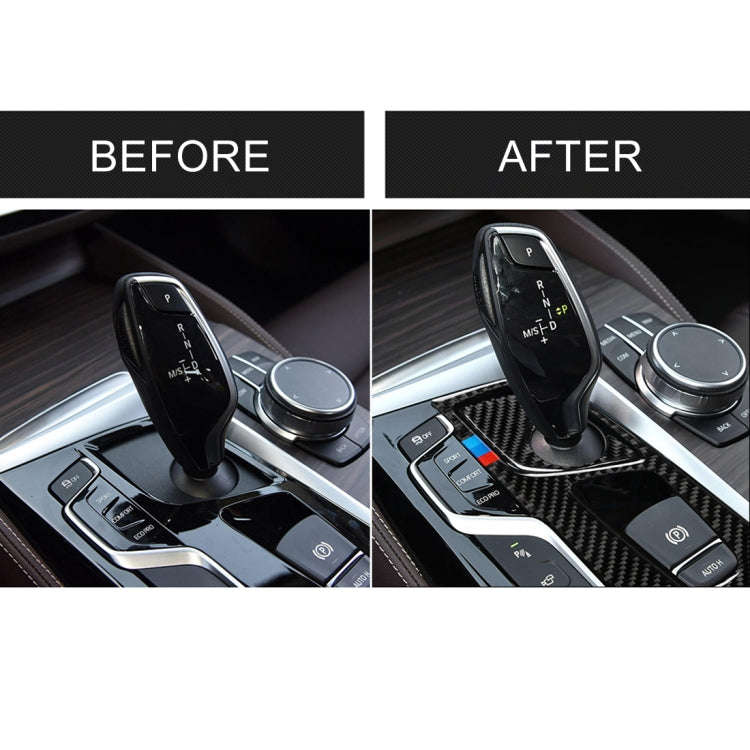2 in 1 Car Tricolor Carbon Fiber Gear Position Panel Decorative Sticker for BMW 5 Series G38 528L...