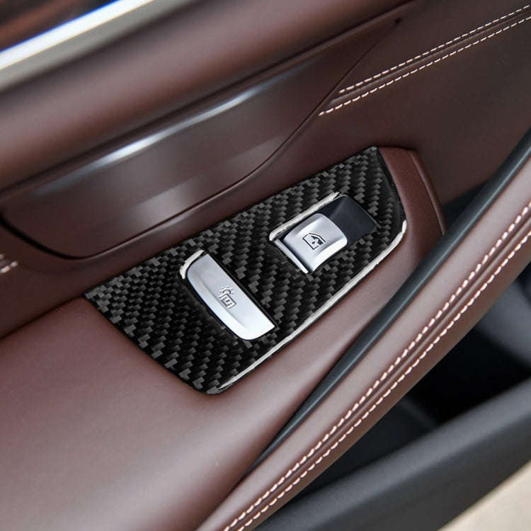 Car Carbon Fiber Door Window Lift Panel Decorative Sticker for BMW 5 Series G38 528Li / 530Li / 5...