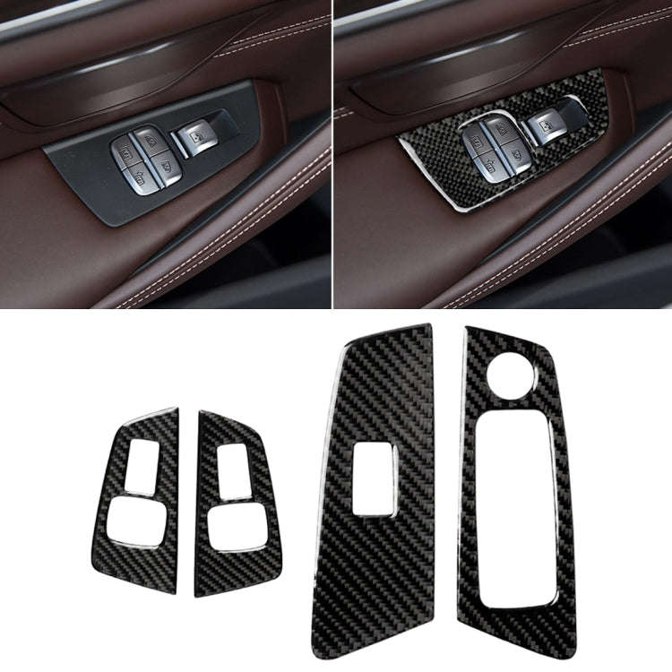 Car Carbon Fiber Door Window Lift Panel Decorative Sticker for BMW 5 Series G38 528Li / 530Li / 5...